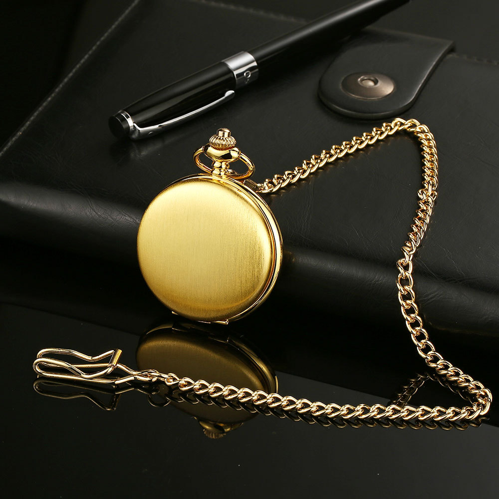 Picture of Pocket watch glossy laser logo lettering retro flip two-sided light quartz pocket watch Boshia leisure pocket watch wholesale