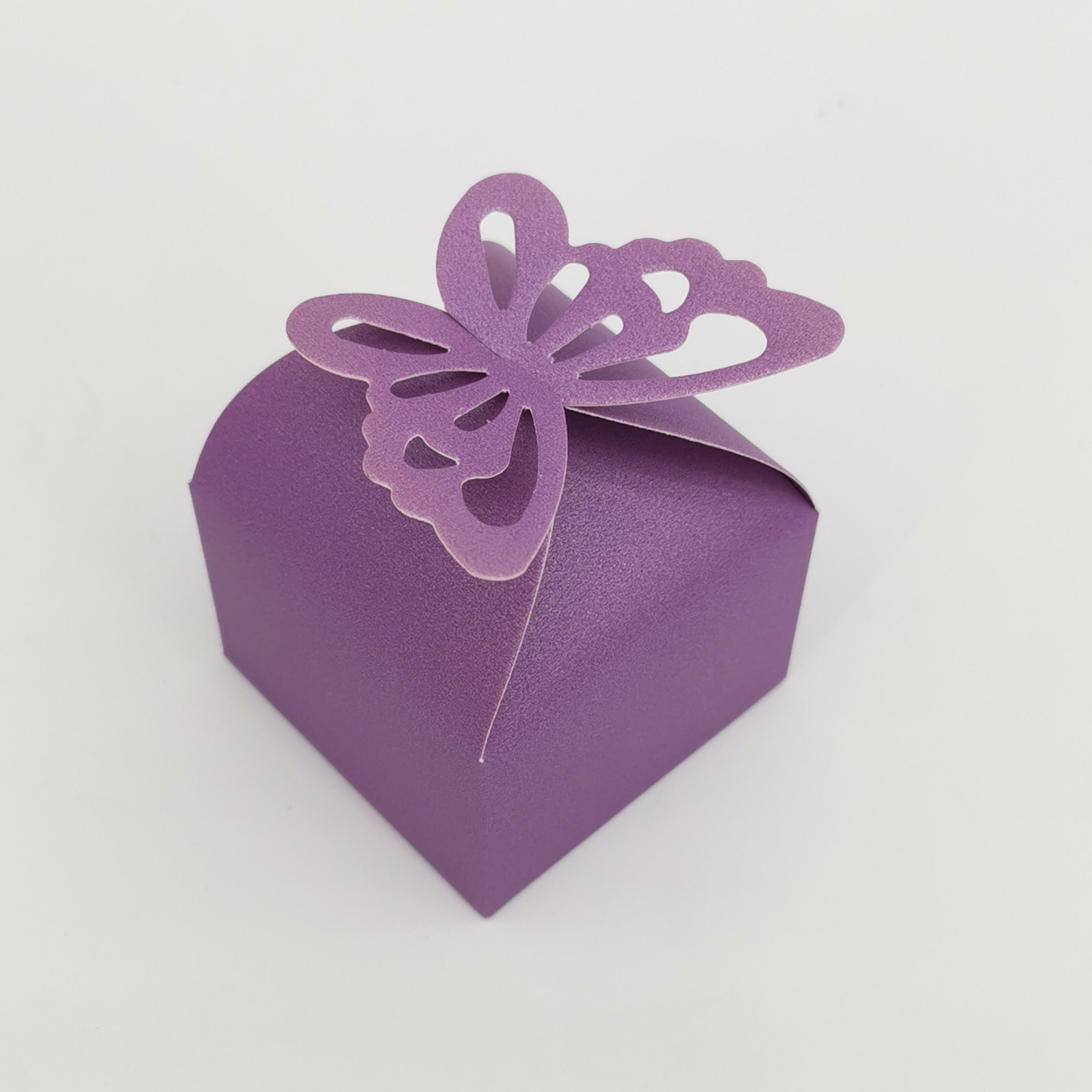 Picture of Wedding candy box hollow butterfly candy paper box square simple pearl paper gift box golden pink paper box