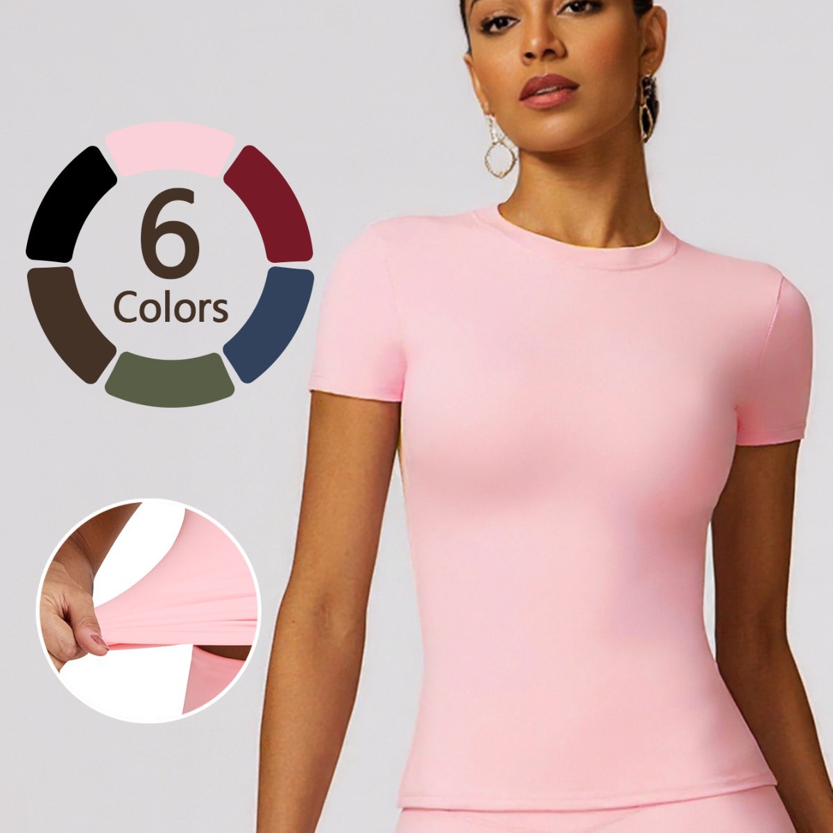 2025 Popular Suit T-Shirt Quick-Drying Yoga Wear Short-Sleeved Fitness Top Blouse Outdoor Running Sports Short-Sleeved Women