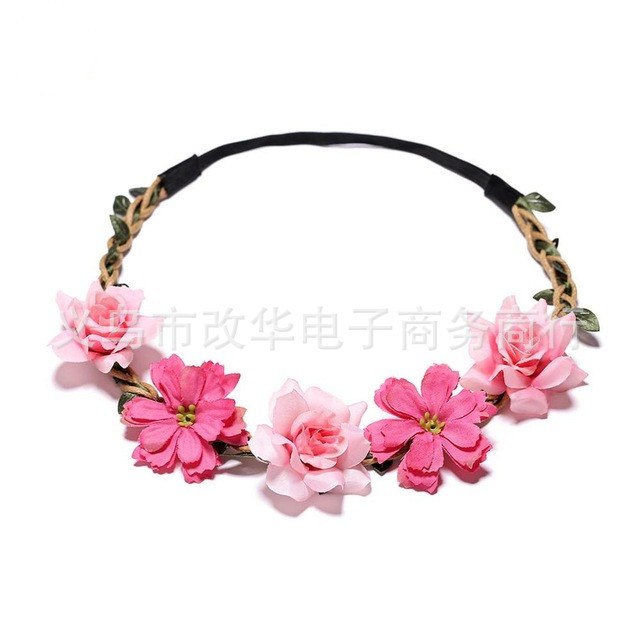 Picture of Forest Bohemian Bride Bridesmaid Headdress Garland Headband Hair Accessories Wrist Flower Travel Seaside Vacation Photo
