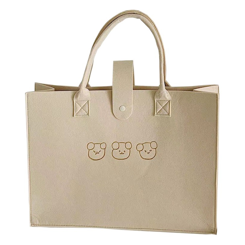 Solid Color Felt Handbag Internet Celebrity Corporate Gift Bag Advertising Bag Cute Simple Large Capacity Felt Tote Bag