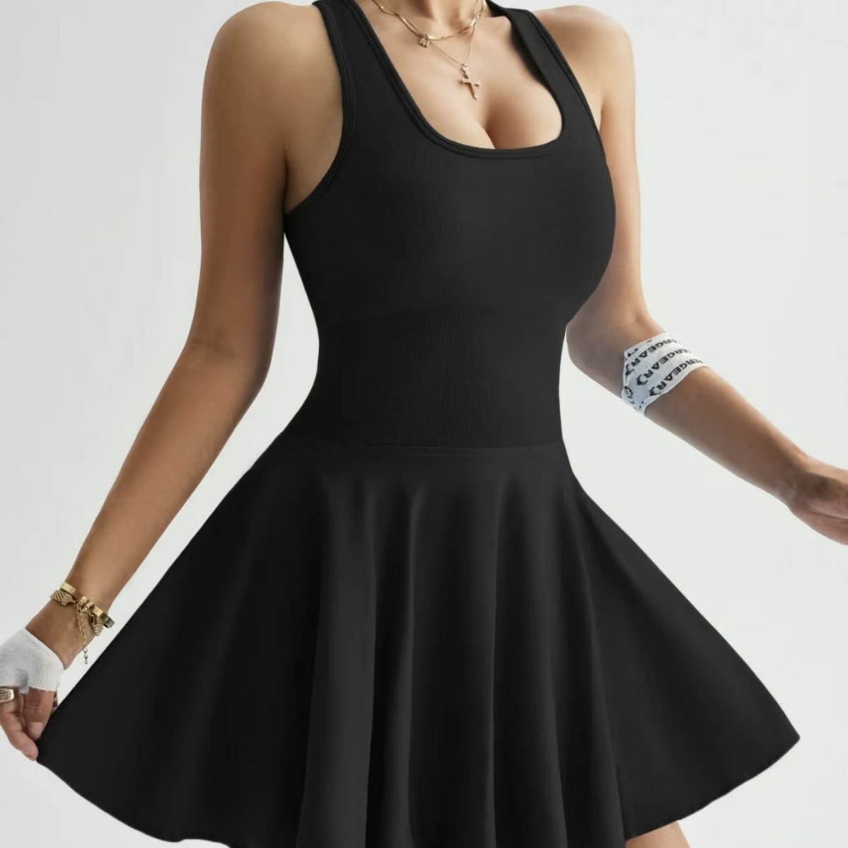 Cross-Border Amazon Tk Sexy Beautiful Back Golf Tennis Skirt Jumpsuit Running Sports Yoga Wear Fitness Skirt