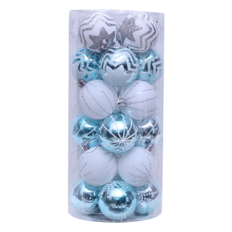 6cm/24 Platinum Barrel Painted Christmas Ball Christmas Tree Hanging Ornaments Decorative Colored Ball
