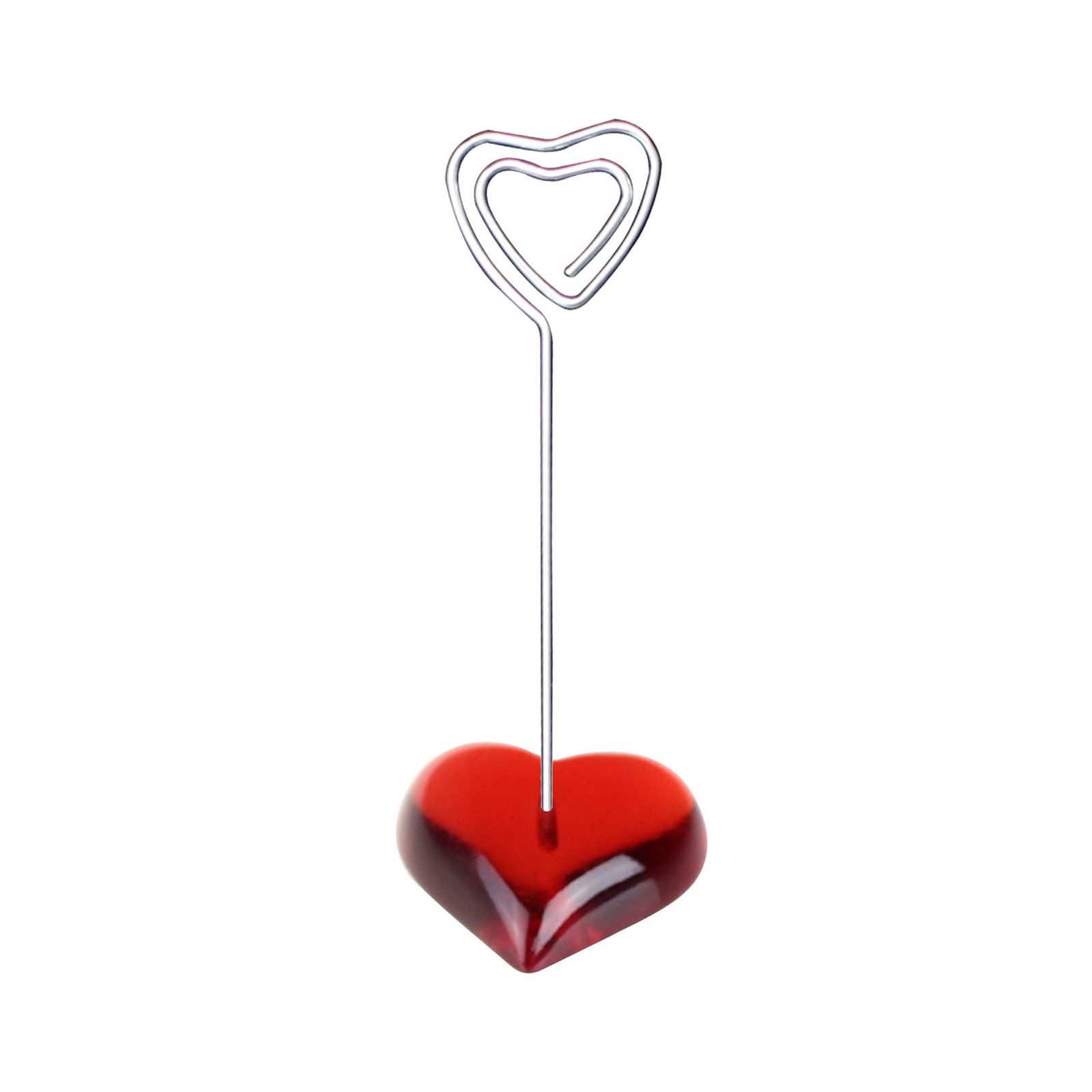 Picture of Red Heart-Shaped Base Photo Clip, Steel Wire Memo Clip with Logo Printing, Suitable for Wedding Display, Storage, and Styling Memo Clips