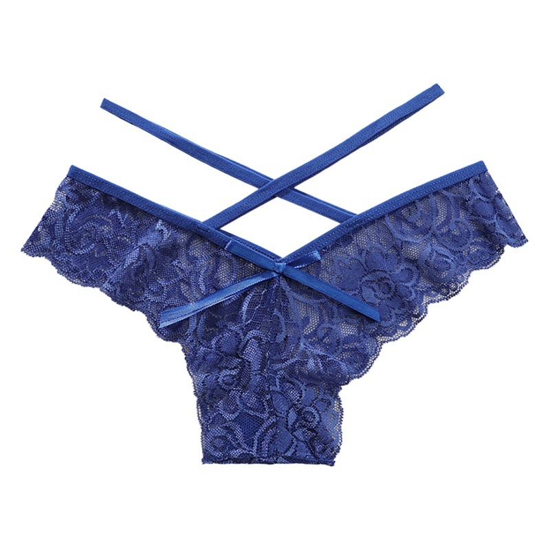 Foreign trade Europe and the United States large size sexy thong women's seamless cross lace hollow breathable sexy ladies underwear 6801