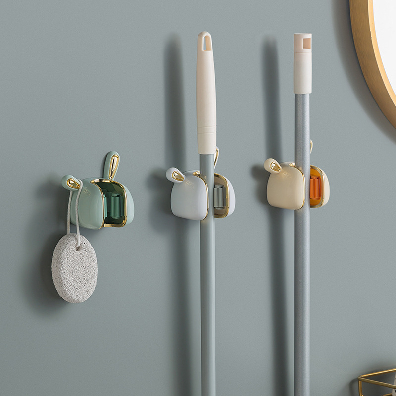 Light Luxury Auspicious Rabbit Mop Rack Toilet Non-Punch Wall Hanging Broom Storage Rack Mop Hook Buckle Mop Clip