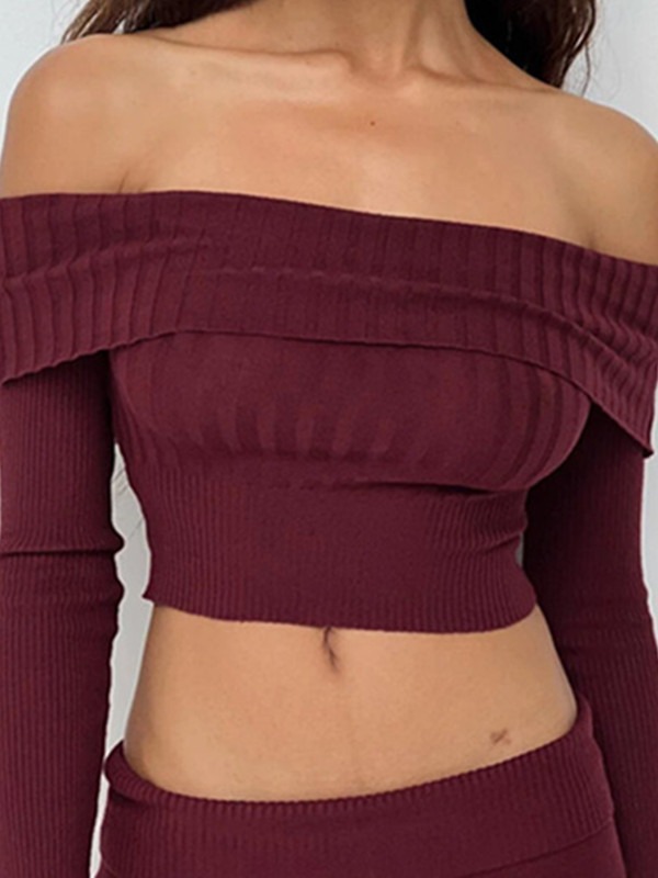 Picture of European and American women's sweater Amazon new sexy hot girl off-neck long sleeve sweater in stock