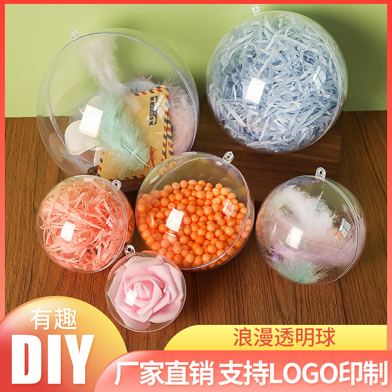 Picture of 3-20Cmps Hollow Plastic Transparent Ball Shopping Mall Festive Creative Christmas Ball Wedding Decoration Ball