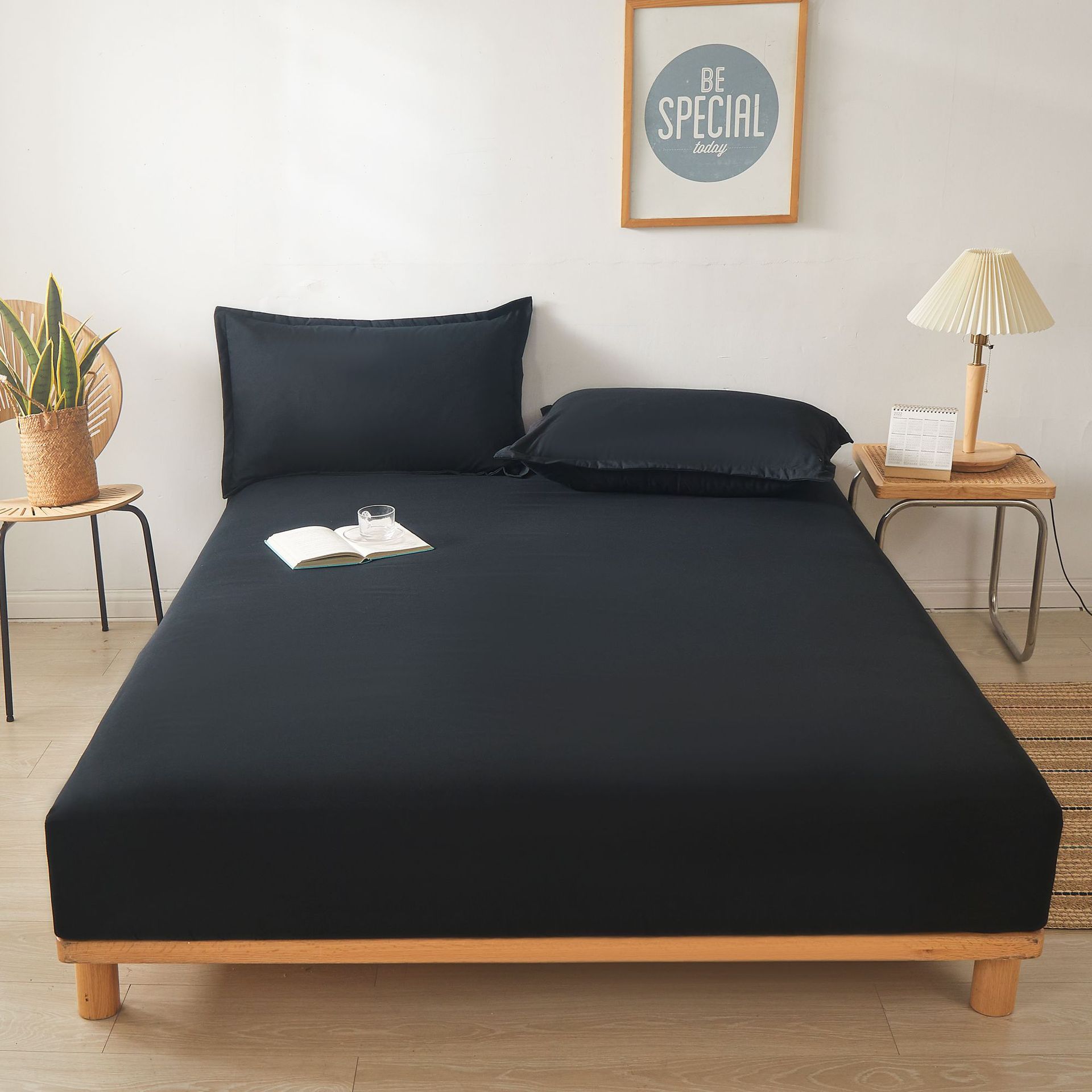 Picture of Cotton Mattress Cover Non-Slip Fixed Bed Cover Single-Piece Bed Sheet Bedspread Simmons Protective Cover Height Mattress Cover