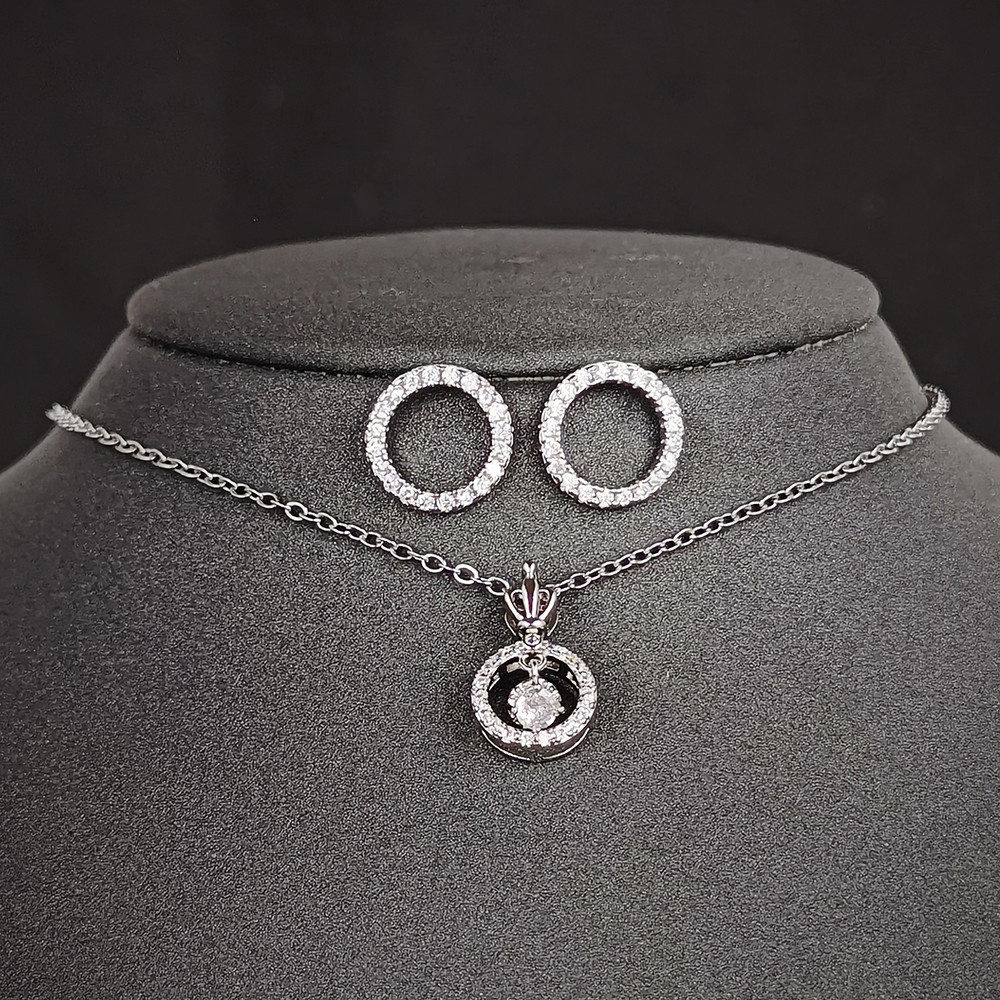 Back-To-School Season Creative Geometric Round Classic Light Luxury Jewelry Set Two-Piece Set for Women E6874-X7553