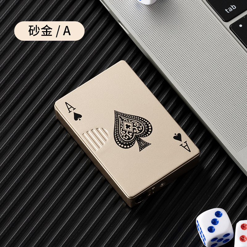 Picture of Shake Tone Internet Red Money Checking Poker Flush Brand Lighter with Money Checking Lamp Inflatable Windproof Green Flame Lighter