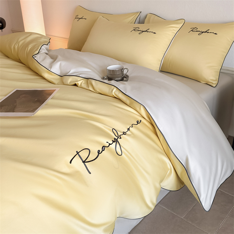 Picture of Advanced Sense 60 Light Luxury Long-staple Cotton Cotton Bed Four-piece Cotton Embroidered Quilt Cover 100 Cotton Bed Sheet Mattress 3
