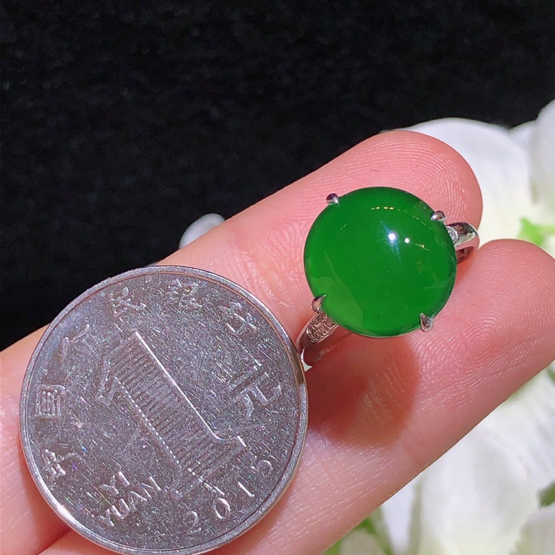 Myanmar natural jade a goods 18k gold inlaid jade wholesale full green egg ring for men and women