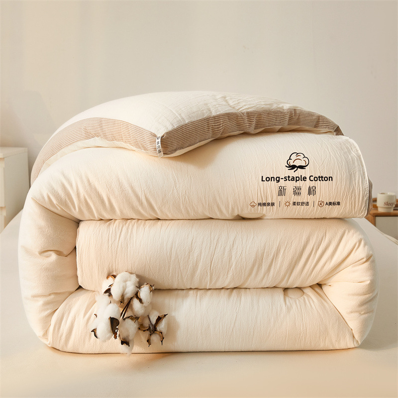 2025 New Unprinted Style Stereo Cotton Quilt Winter Quilt Core Spring & Fall Quilt 100% Cotton Cotton
