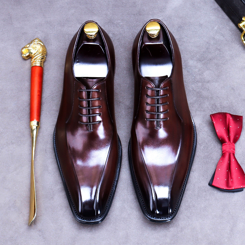 [Automatic Distribution Exclusive] Leather Business Dress Men's Shoes British Fashion Cowhide Men's Groom Wedding Leather Shoes