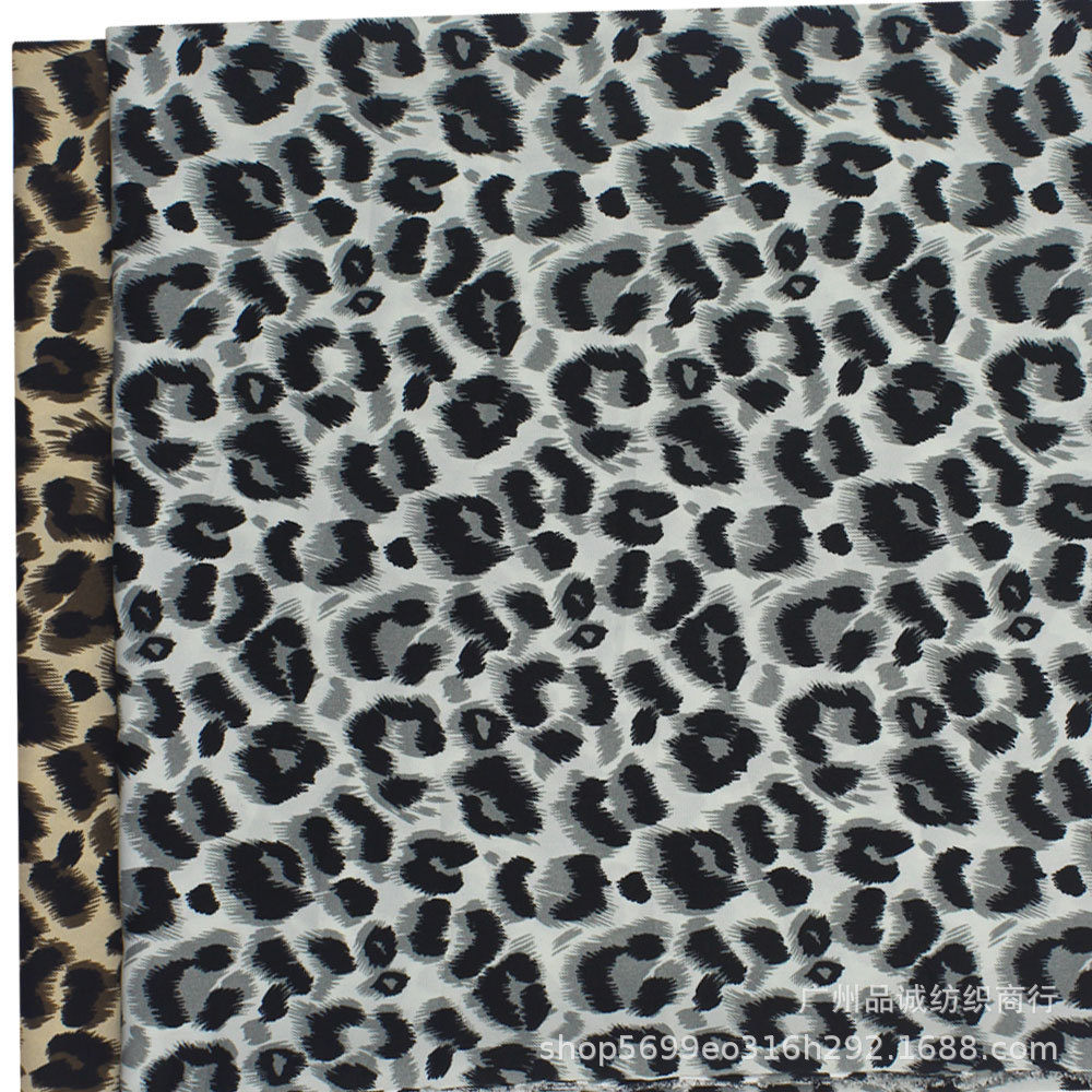 Stopped Plain Satin Printed European and American Leopard Chiffon Printed Cloth Spring and Summer Women's Shirt dress Anti-mosquito Pants Fabric