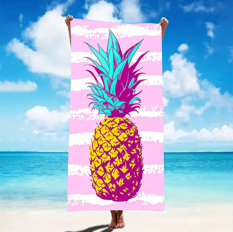 Picture of Cross-border microfiber double-sided velvet beach towel custom LOGO digital printing large bath towel rectangular thick towel