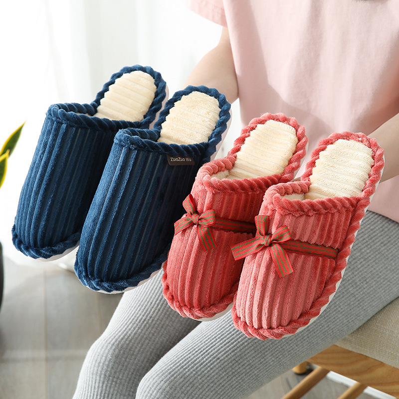 Winter cotton slippers women's non-slip thick bottom 2024 new plush couples home warm men's indoor home cotton slippers