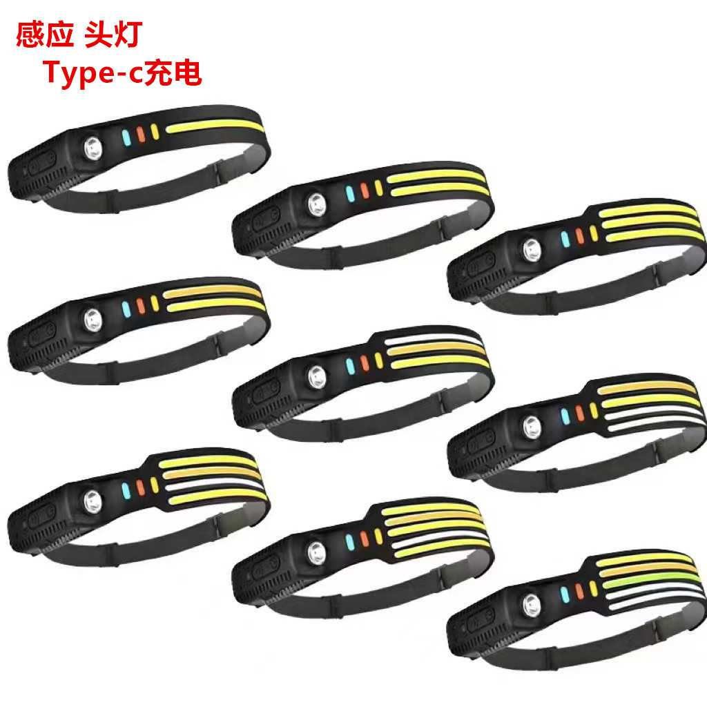 Induction Headlamp LED Head-mounted Dual Light Source Night Fishing Headlamp USB Charging Running Lamp Silicone Headlamp Strong Light