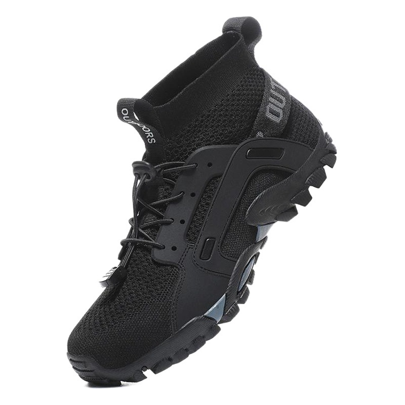 New Men's Outdoor flying woven upstream shoes hiking hiking shoes mesh casual shoes thick sole outdoor sneaker