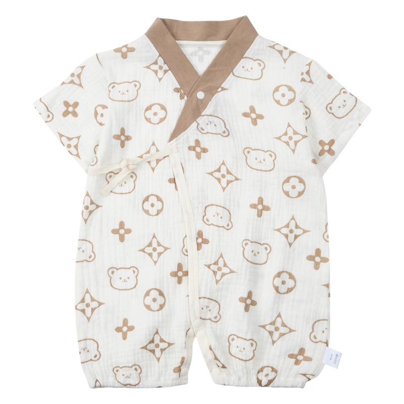 Baby Gauze Cotton Bag Fart Clothes Newborn One-Piece Clothes Short-Sleeved Thin Cotton Type a Baby Monk Clothes Versatile