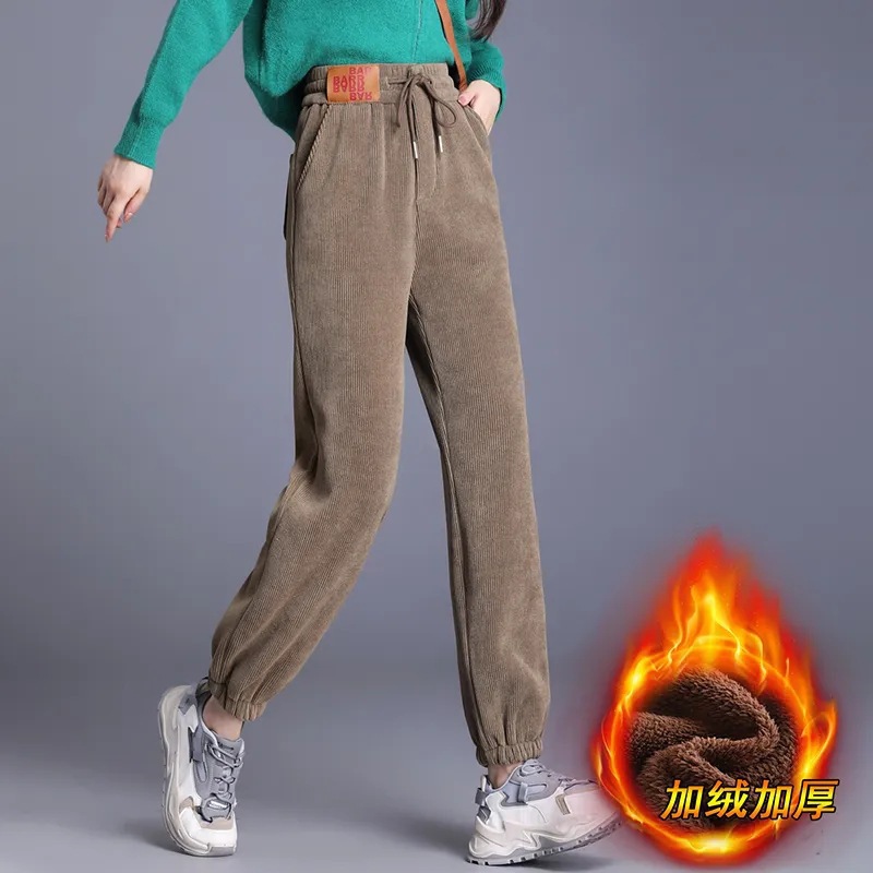 fleece-lined Thickened Loose Pants for Autumn and Winter 2023 Casual Trousers Winter Outer Wear Warm Harlan Pants Sweatpants