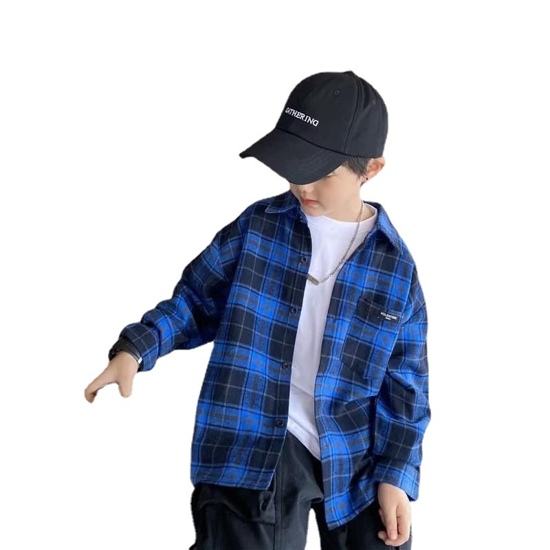 Picture of Boys' Cotton Shirt Long-sleeved 2023 New Western Style Korean Style Middle and Large Children's Summer Boys' Shirt Top Trendy