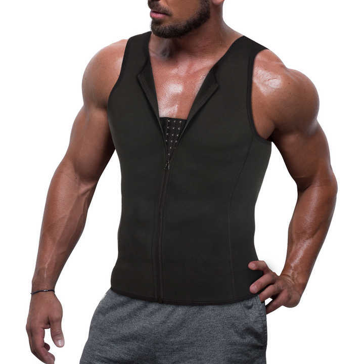 European and American plus size Men's Slimming Vest Shoulding Bottom Shirt Belly Tinting Vest Hidden Belt Compression Vest Top