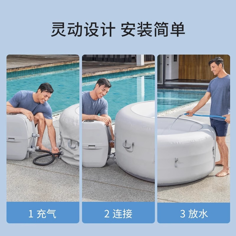 Picture of Bestway Inflatable Spa Bathtub Family Hot Spring Bath Massage Bubble Pool Bath Bucket Adult Inflatable Bathtub