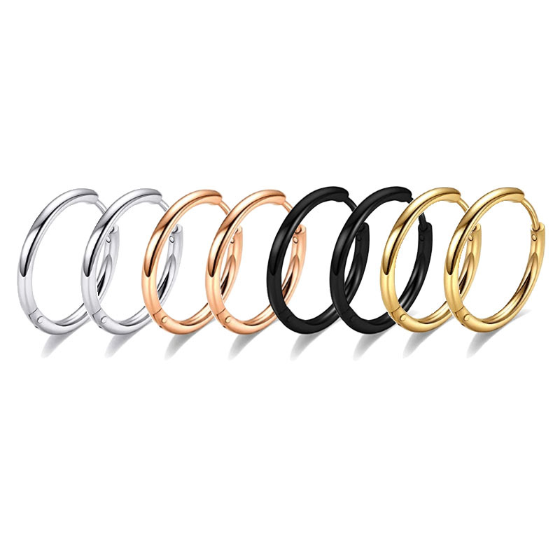 Picture of Cross-Border Titanium Steel Stainless Steel Earrings 1.6 Round Wire Earrings Ear Buckles Amazon Earrings Earrings Manufacturer Spot Wholesale