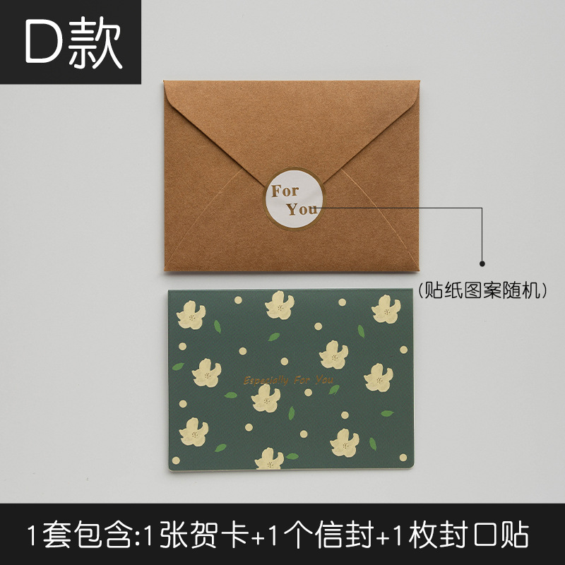 Picture of Vintage Simple Send Teacher Greeting Card Folded Holiday Birthday Thanksgiving Greeting Card Business Message Card Envelope suit