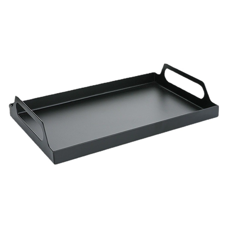 Rectangular Color Storage Tray with Handle Iron Tray Light Luxury Jewelry Tray Dark Green Household Water Cup Tray ins