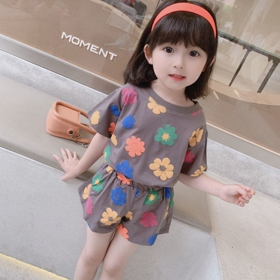 Summer Home Wear Cute Boys and Girls Children's Air-Conditioning Clothes Thin Short-Sleeved Sports Tops Suit Sports Style