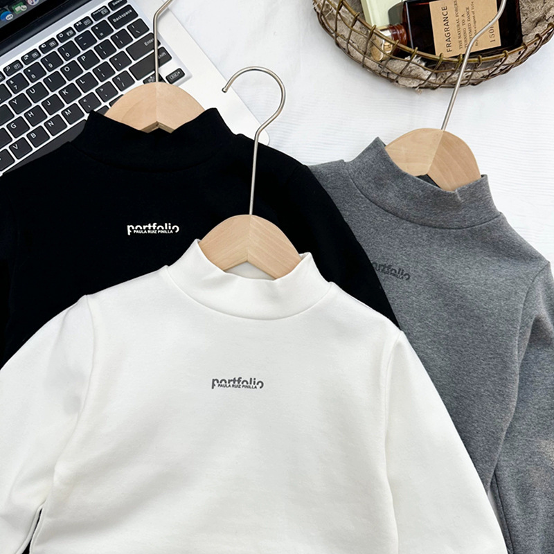 Derong Kidsren's Bottoming Shirt Autumn and Winter 2025 Fun and Cute Warm Elastic Long-Sleeved T-Shirt Kidsren's Bottoming Shirt Top