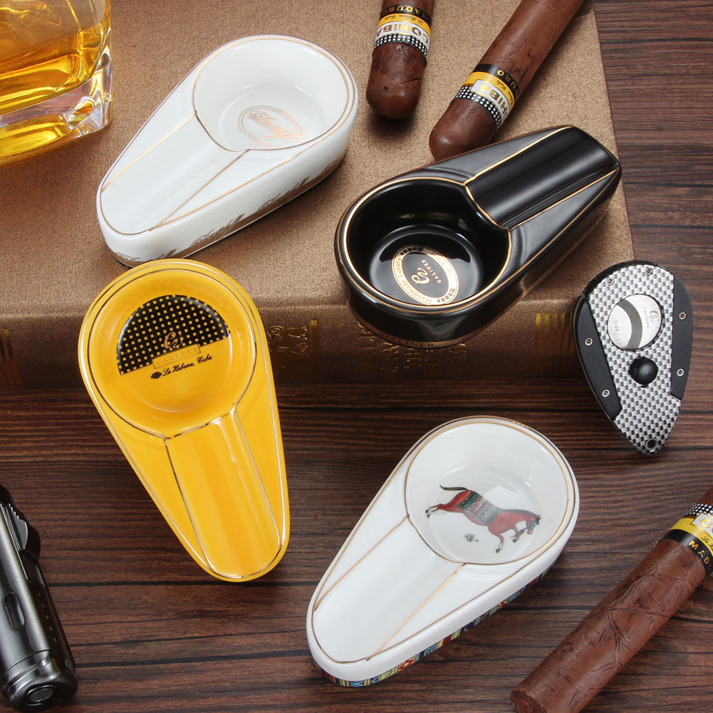 Cigar ashtray wholesale portable fashion personality cigar ashtray ceramic ashtray single smoke slot smoke extinguisher