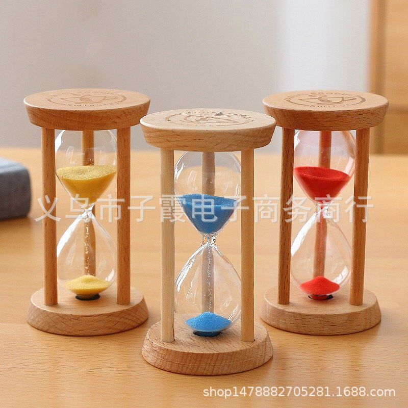 Wholesale Hourglass 30 Minutes Wooden Three-Column Round Small Hourglass Creative Time Timing Glass Hourglass Ornaments