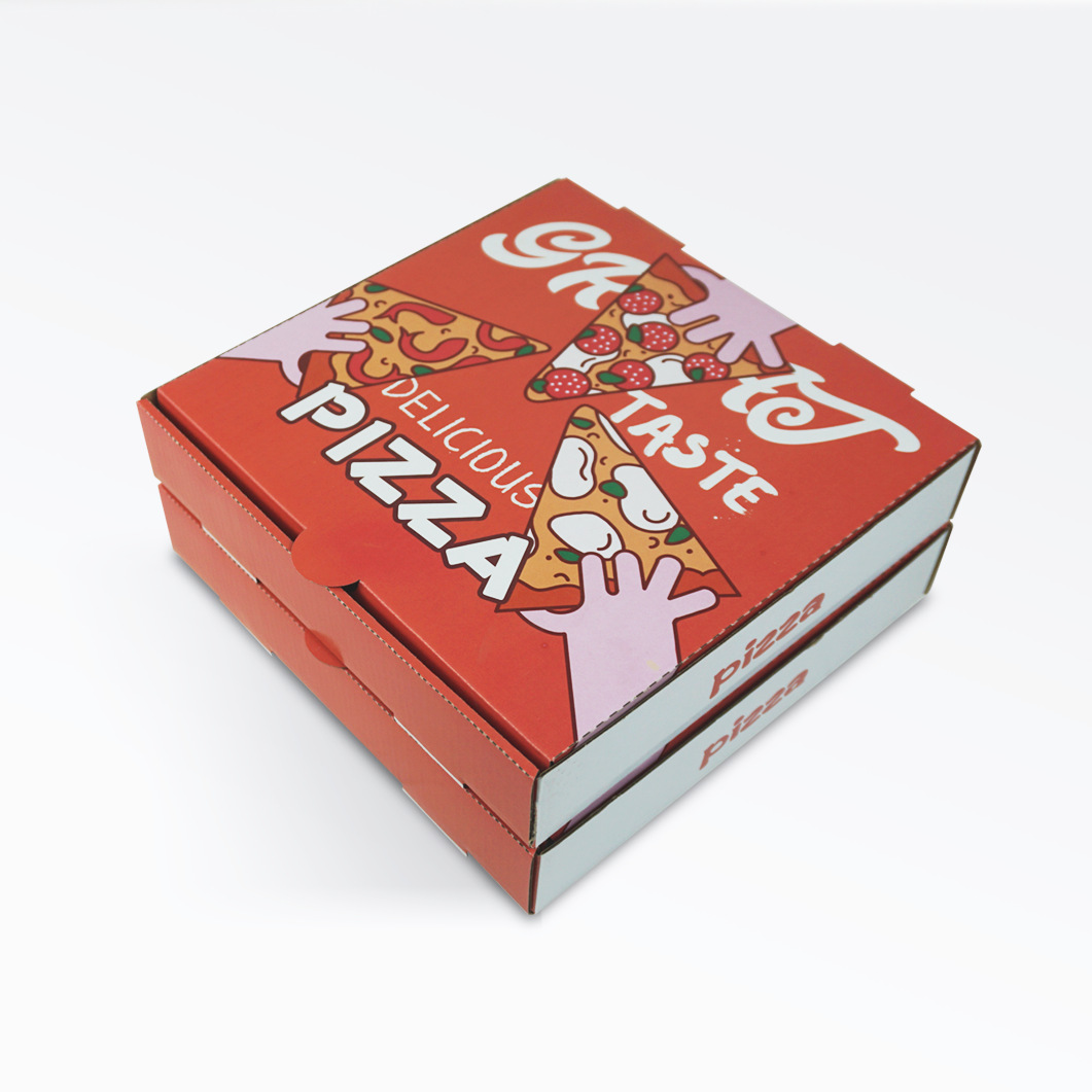 Red Disposable Pizza Boxes Wholesale with Logo 7/8/9/10/ 12inch Thickened Kraft Corrugated Cross-Border