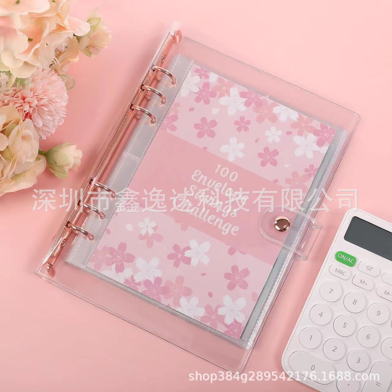 2023 Cross Border New 100 Sakura Envelope Money Saving Challenge Binder with Lamination Tracking Paper Pre Number Pocket