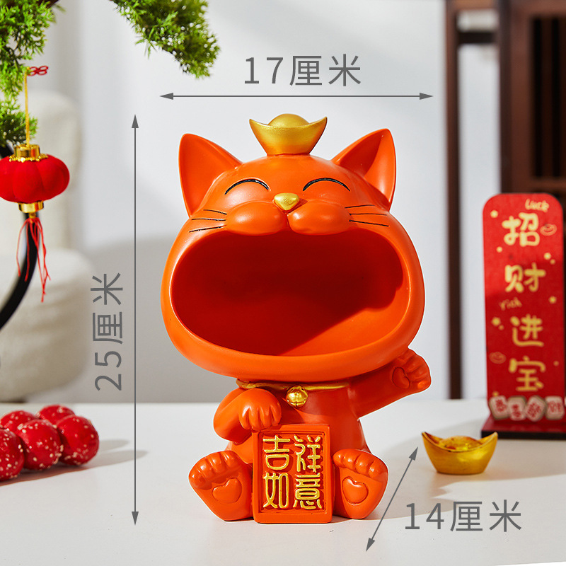 Picture of Bring in Wealth and Treasure Cat Entrance Door Key Storage Home Decoration Ornaments Shoe Cabinet Housewarming Gift Handmade