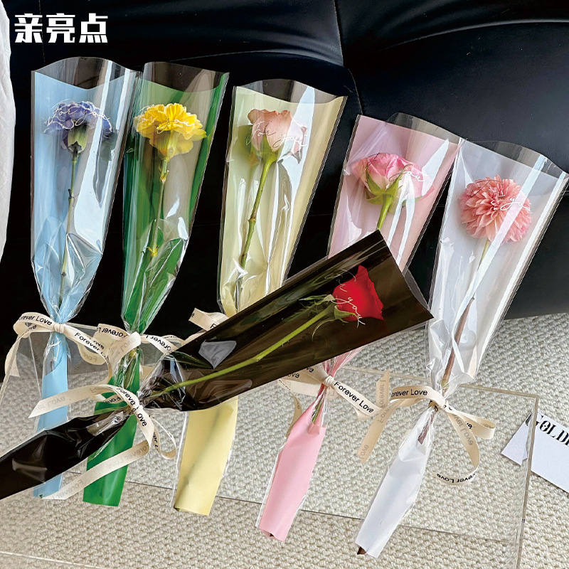 Teacher's Day to you single bag transparent flower bag rose bouquet bag flower bag flower packaging paper material floral art
