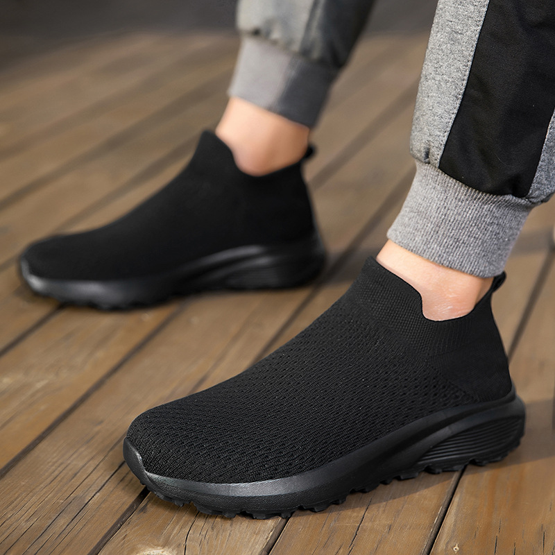 2025 New Cross-border plus size Barefoot Shoes Zhongbang Socks Shoes Wide Edition Flying Woven sneaker Men's Mesh Shoes