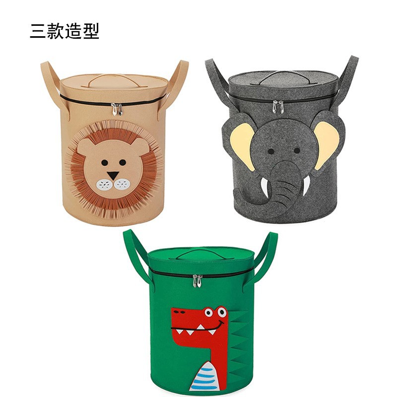 New Dinosaur Thick Felt Toy Storage Bag 2-in-1 Drawstring Lego Storage Bag Multi-Purpose Felt Bag Handmade