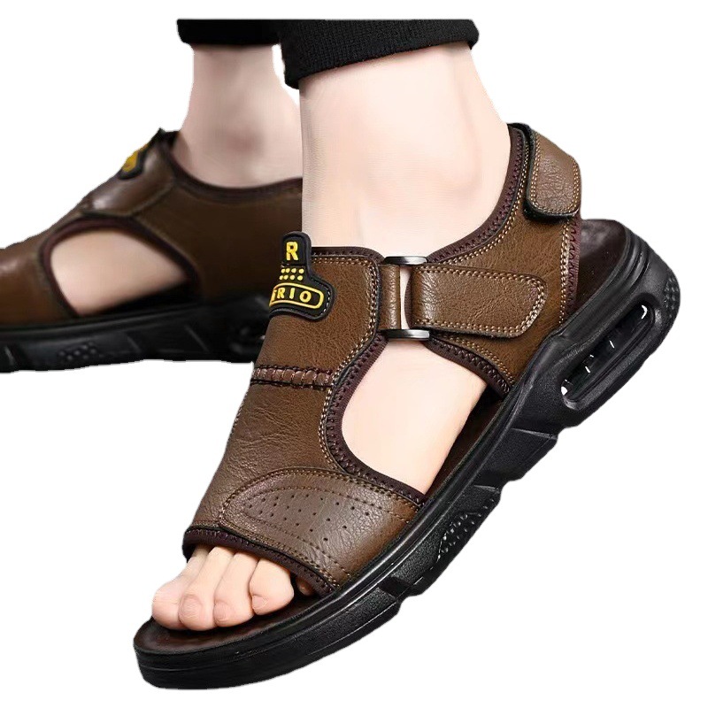 2023 Summer New Men's Genuine Leather Casual Sandals Sports Driving Outside Beach Shoes Youth Trendy Shoes 0005