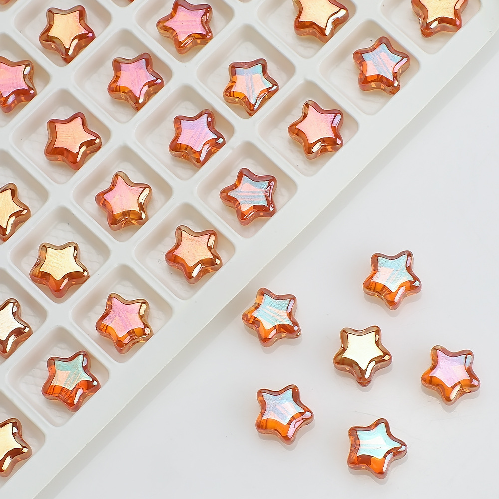 Picture of Five-Pointed Star Accessories 8mm Glass Beads Crystal Pendant DIY Hair Accessories Necklace Earrings Bracelet Beading Material Accessories