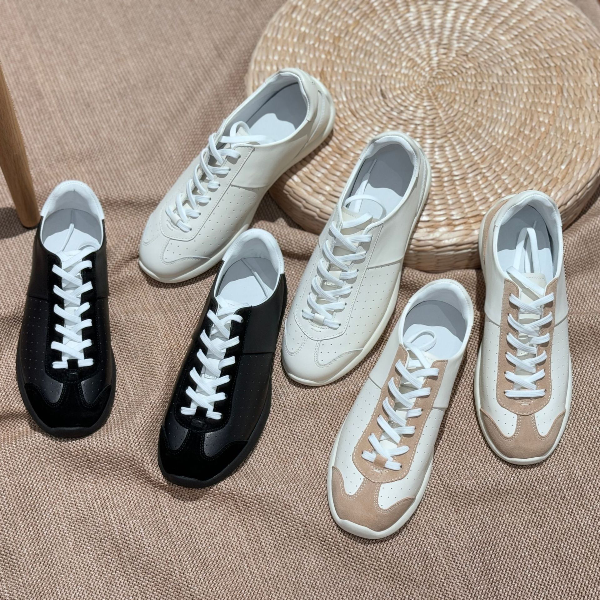 New Retro Versatile Moral Training Shoes Genuine Leather Sports and Leisure Sneakers Soft Leather Comfortable Breathable Casual Shoes for Men