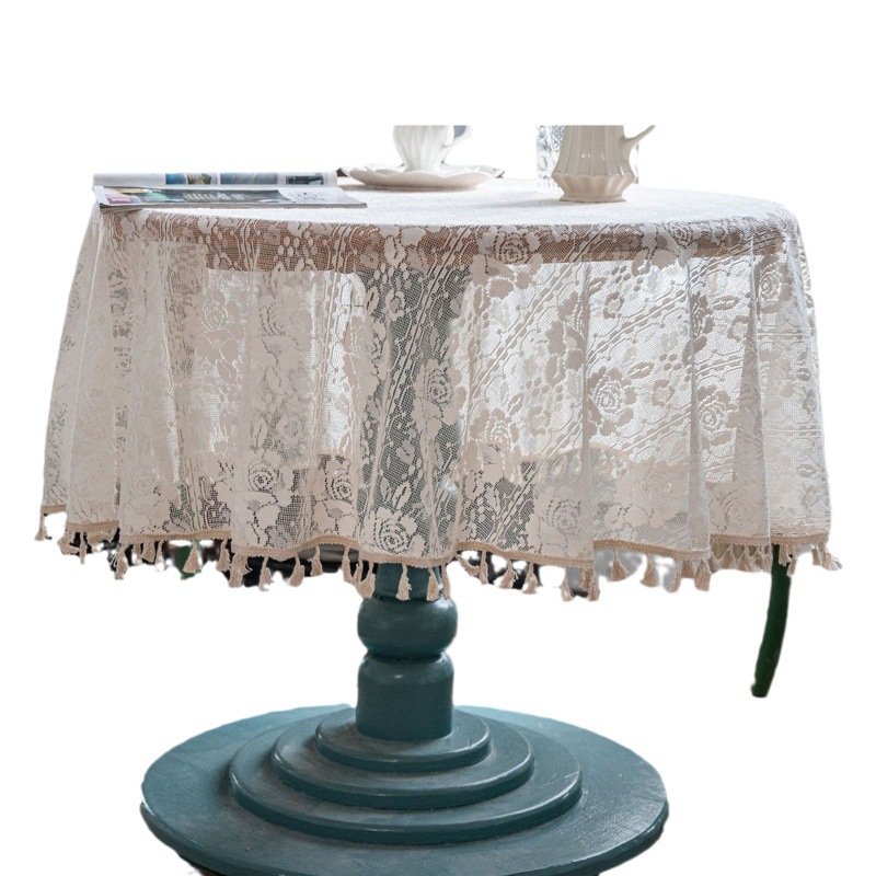 Picture of Yiman Qi Yun Mori Pastoral Crochet Cover Towel Tablecloth Woven Tablecloth Hollow Tablecloth Tablecloth Towel Shooting Props