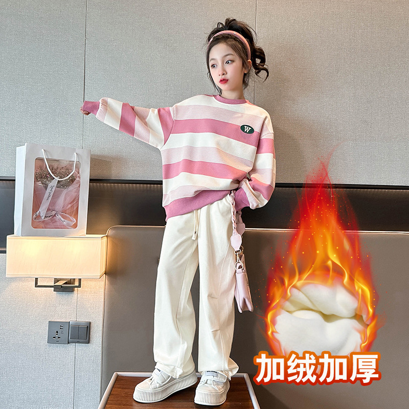 Picture of Girls' fleece-lined Sweater Autumn and Winter 2025 Explosions Western Style Girls Thickened Warm A Velvet Base Shirt
