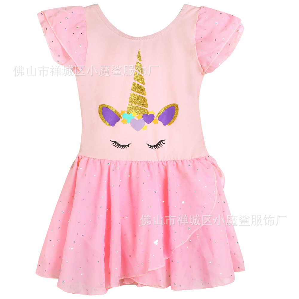 Picture of Girl's Dance Dress Amazon Hot Selling European and American Foreign Trade Children's Practice Clothing Unicorn Pure Cotton Ballet Clothing