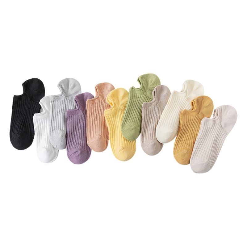 Double-Needle Socks 7A Antibacterial and Deodorant Boat Socks for Women Spring and Summer Cotton Socks Silicone Non-Slip Shallow Mouth Invisible Women's Cotton Socks