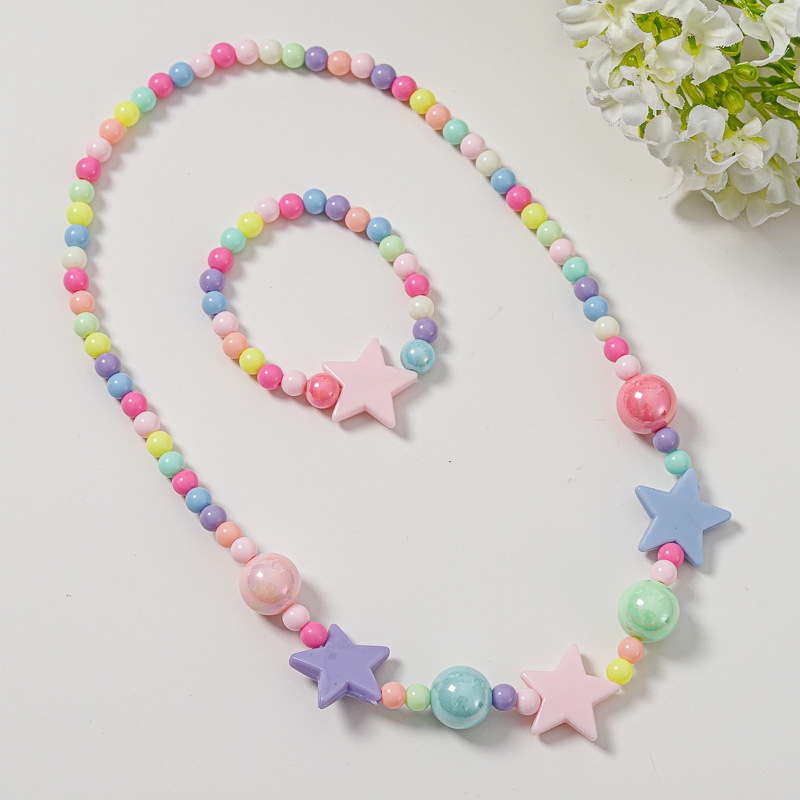 Picture of Korean version of candy color necklace children's spot jewelry beads necklace bracelet two-piece set Yiwu jewelry wholesale